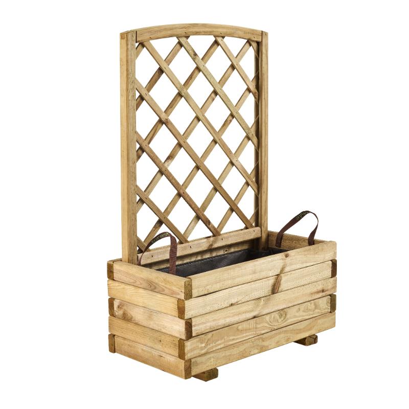 FOREST STYLE WOOD POT WITH TRELLIS CAJOU 35MM-X80X120X40CM