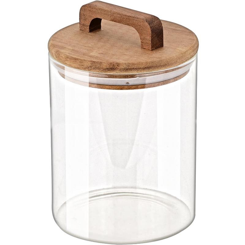 JAR GLASS ACACIA 650ML 10X10X14.8CM