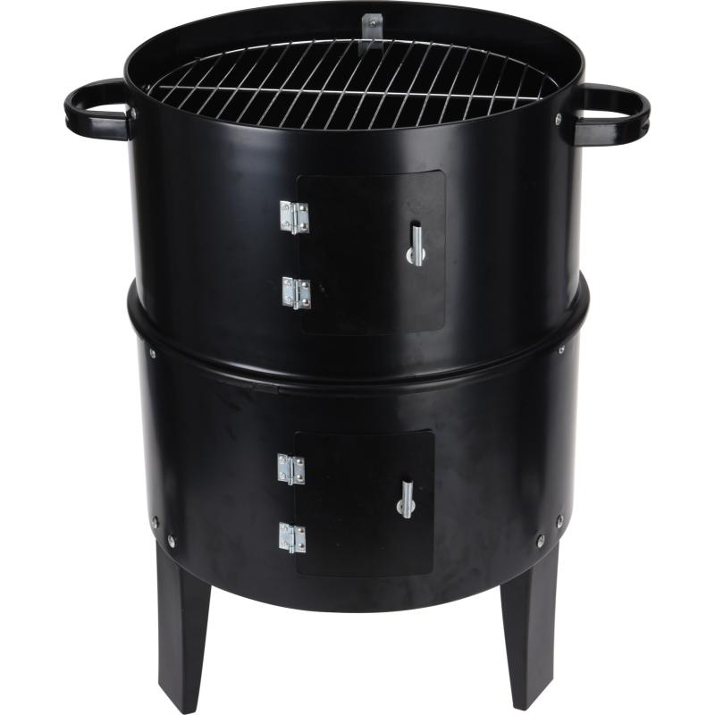 BBQ CHARCOAL GRILL WITH CHIMNEY & 2 COOKING GRILLS - BLACK