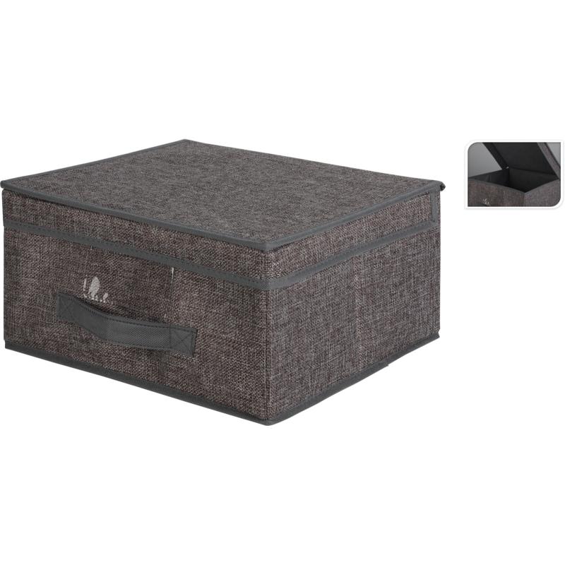 STORAGE BOX WITH FLIP LID 31X28X16CM - LIGHT GREY