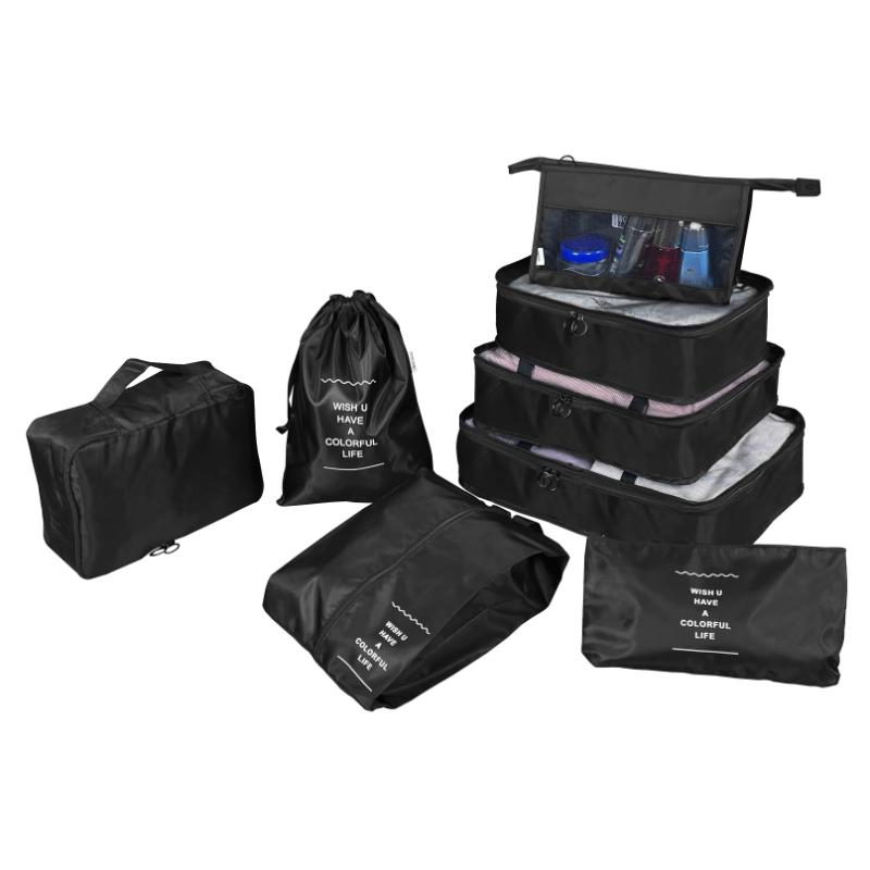 TRAVEL ORGANIZER BAGS 8PCS Black