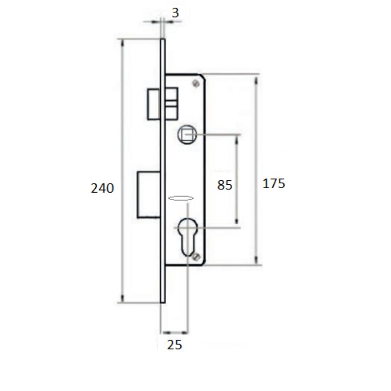 IZO ALUMINIUM DOOR LOCK 25MM WITH CYLINDER