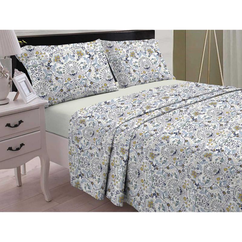 BEDSET LARGE SINGLE 180X270CM VICTORIAN BLUE