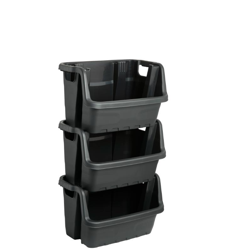 STRATA STACKABLE TOOL CRATE 3 PIECES - BLACK