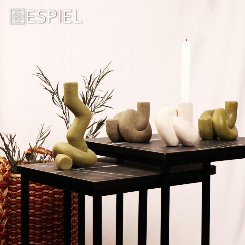 ESPIEL CERAMIC CANDLE HOLDER  - GREEN