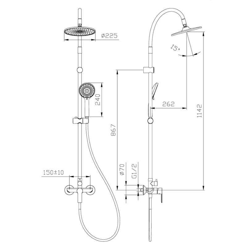 IC SHOWER SET-ALISADO FLEXIBLE - MATT BLACK