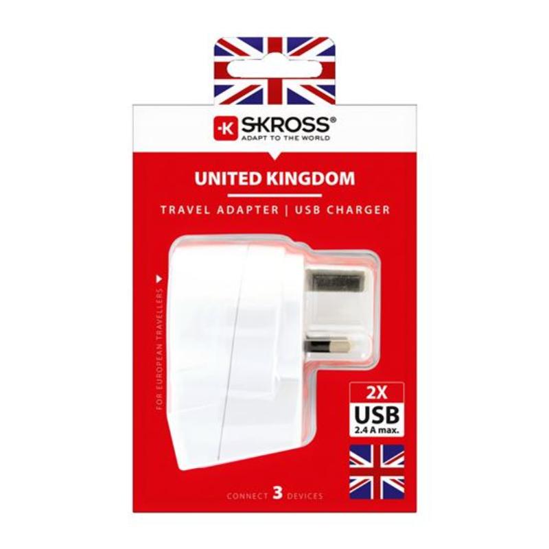 SKROSS UK USB TRAVEL ADAPTER - WHITE