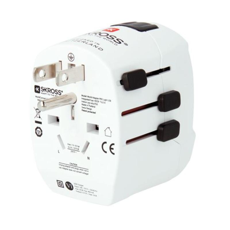 SKROSS TRAVEL ADAPTER PRO LIGHT USB A+C - WHITE