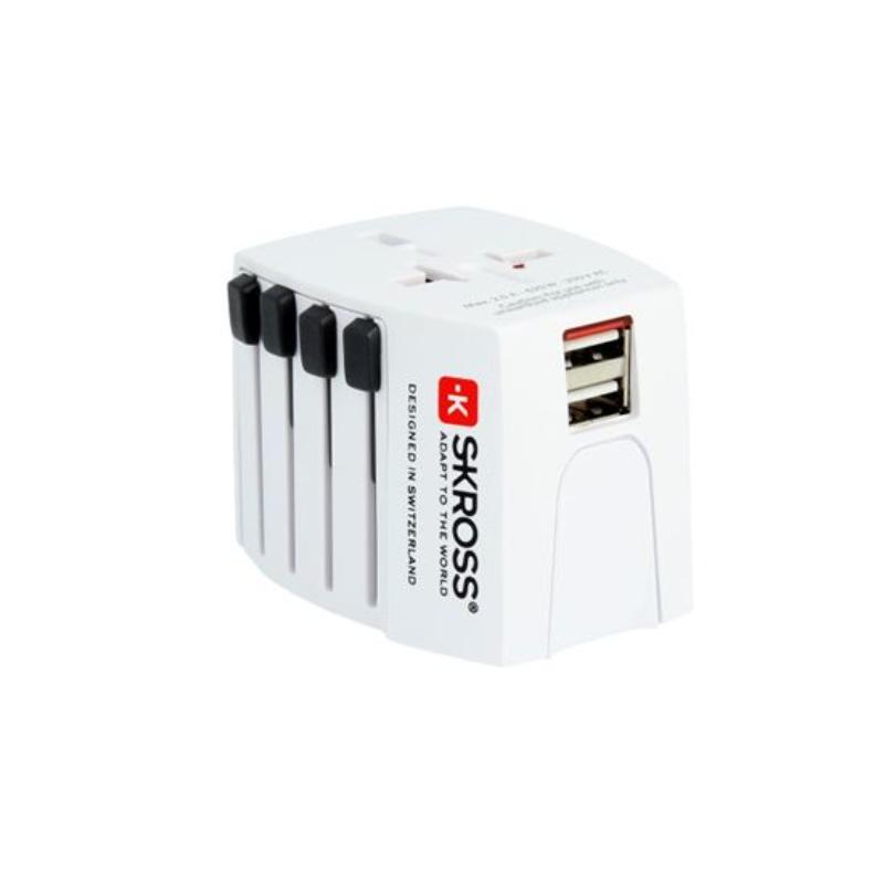 SKROSS USB TRAVEL ADAPTER 2XUSB-A -UNIVERSAL - WHITE