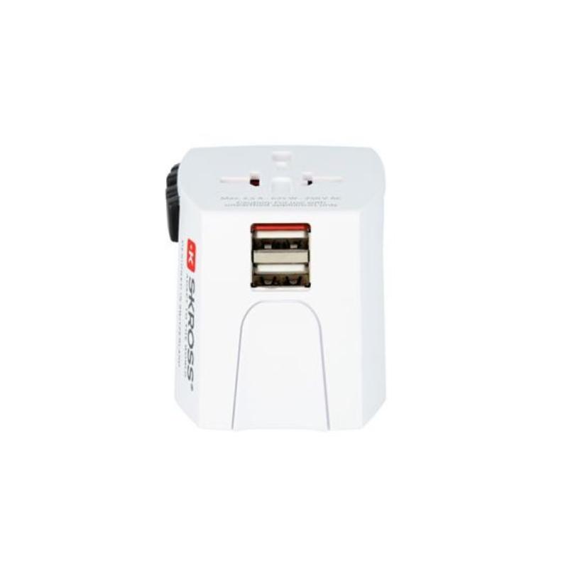 SKROSS USB TRAVEL ADAPTER 2XUSB-A -UNIVERSAL - WHITE