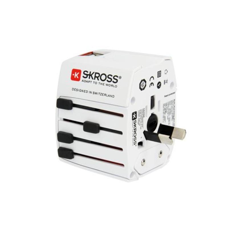 SKROSS USB TRAVEL ADAPTER 2XUSB-A -UNIVERSAL - WHITE