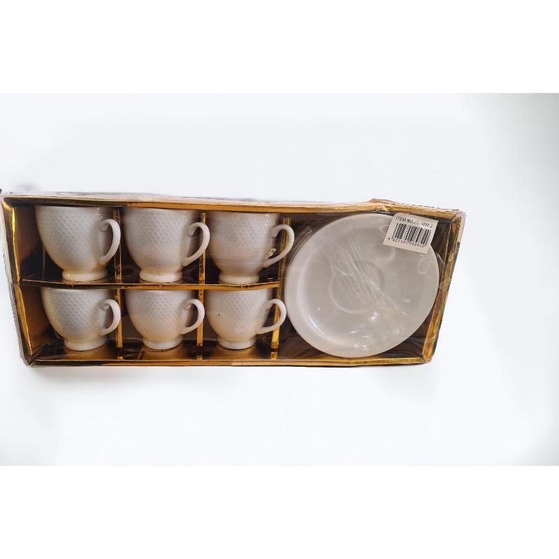 COFFEE CUPS AND SAUCERS 6PCS - WHITE