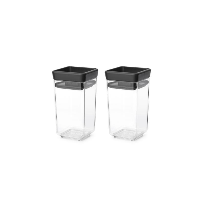 BRABANTIA TASTY SQUARE CANISTER 0.15L SET OF 2 - DARK GREY