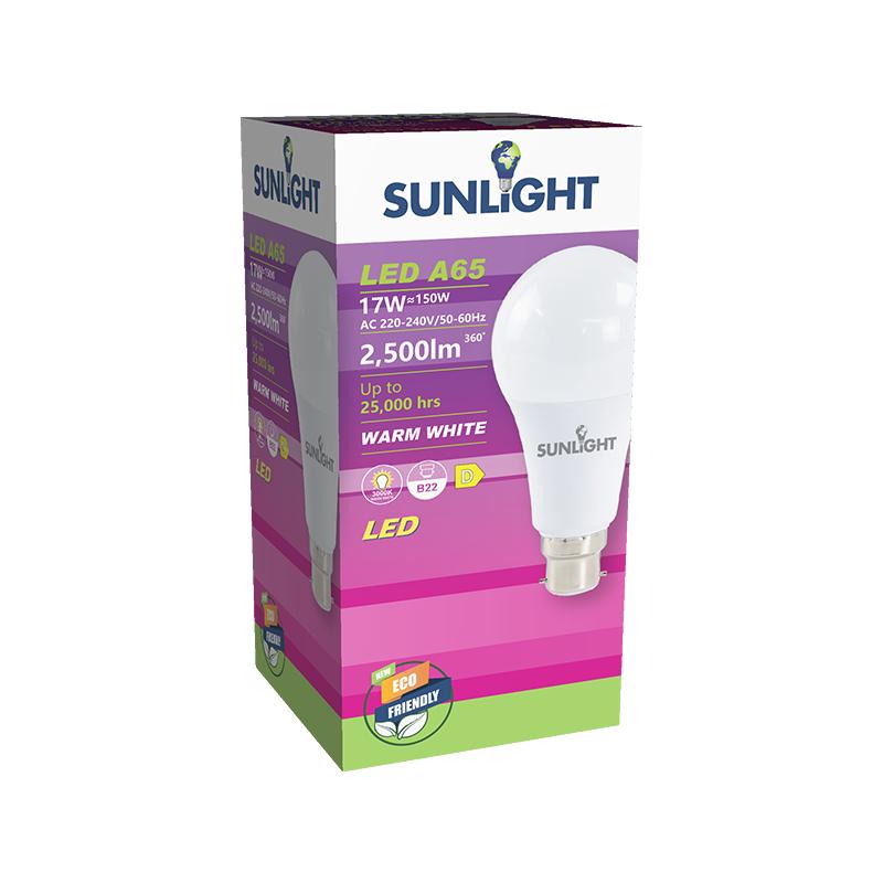 SUNLIGHT LED 17W A65 ΛΑΜΠΤΗΡΑΣ B22 2500LM 3000K ΓΑΛΑΚΤΟΧΡΩΜΟΣ