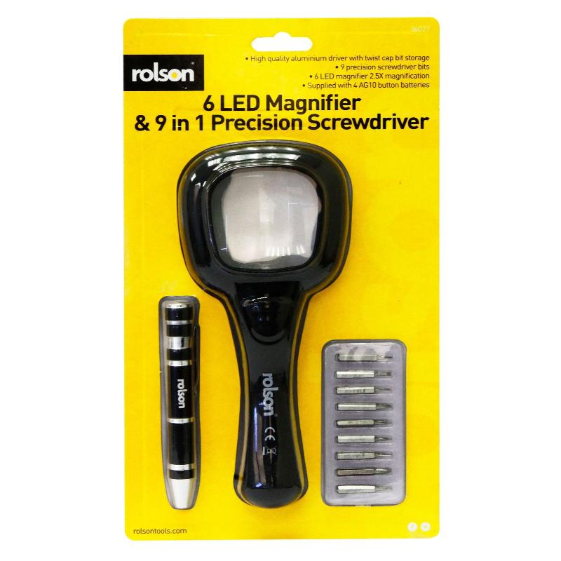 ROLSON 6 LED MAGNIFIER AND PRECISION SCREWDRIVER