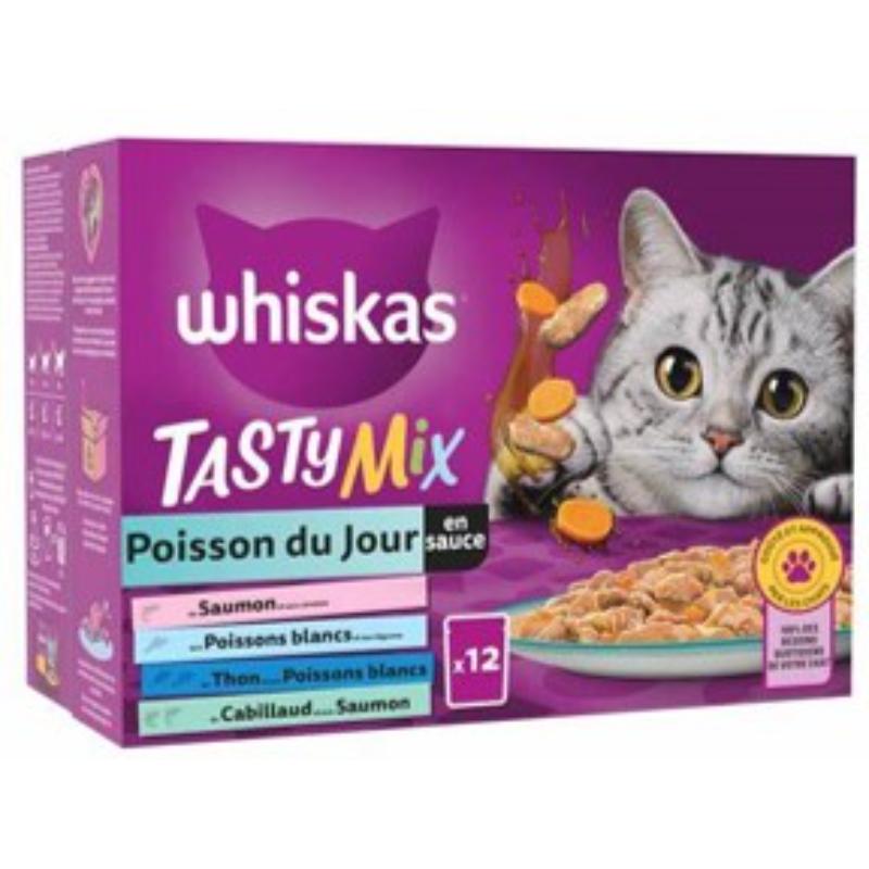 WHISKAS POUCH WET CAT FOOD TASTY MIX FISH 12X85G