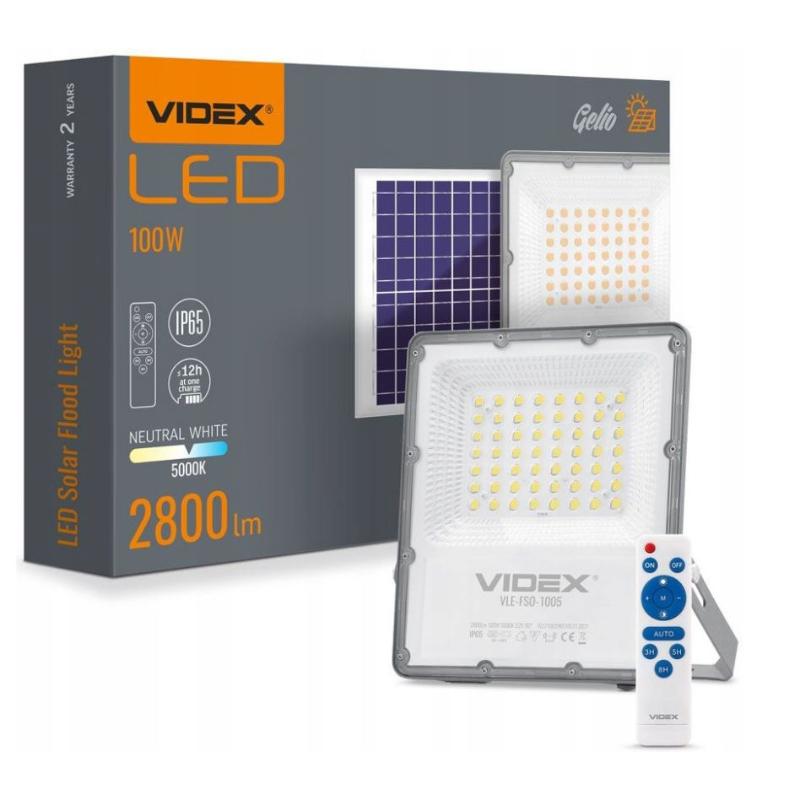 VIDEX LED SOLAR STAND ALONE FLOODLIGHT 100W