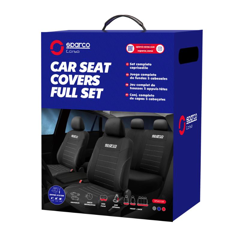 SPARCO SEAT COVER SET  - BLACK AND GREY